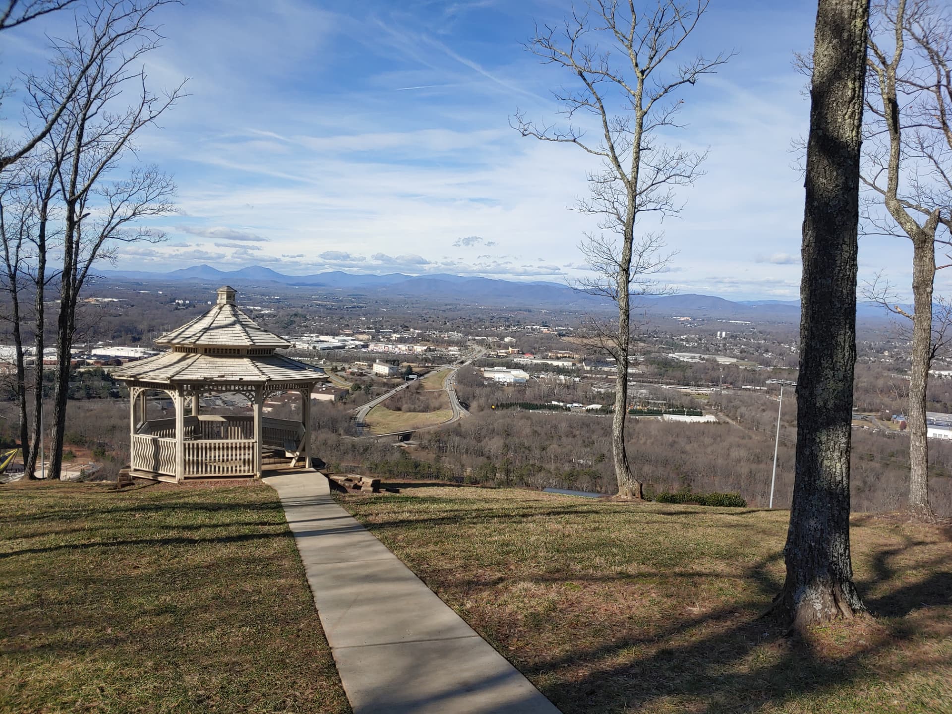 Blue Ridge mountain overlook from a hilltop gazebo